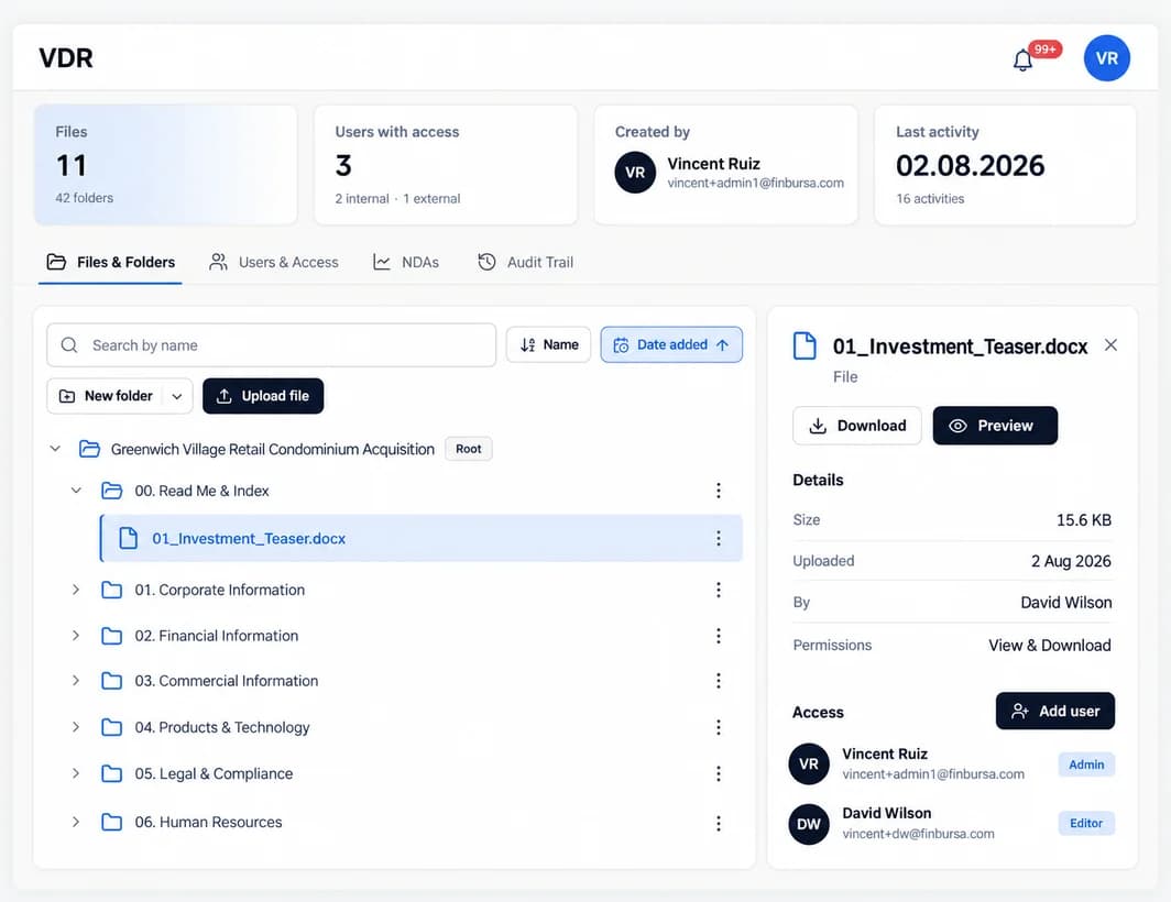Virtual Data Room preview